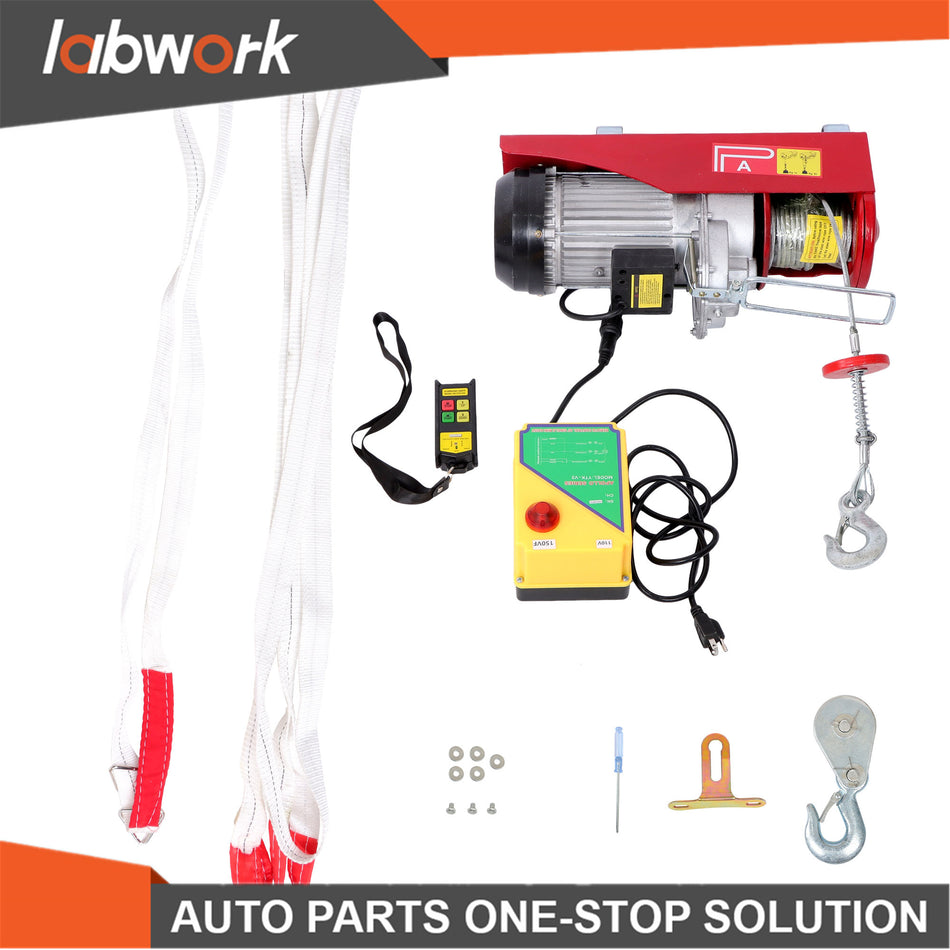 Labwork 1600W Mini Electric Hoist 2200lbs 328ft/100m Wireless Remote Control