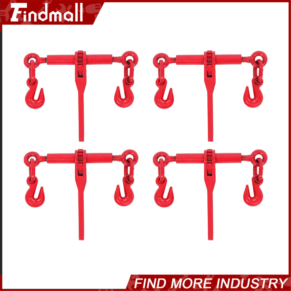 4 x Ratchet Chain Load Binder 1/4" - 5/16",Chain Hook Tie Down Rigging Equipment