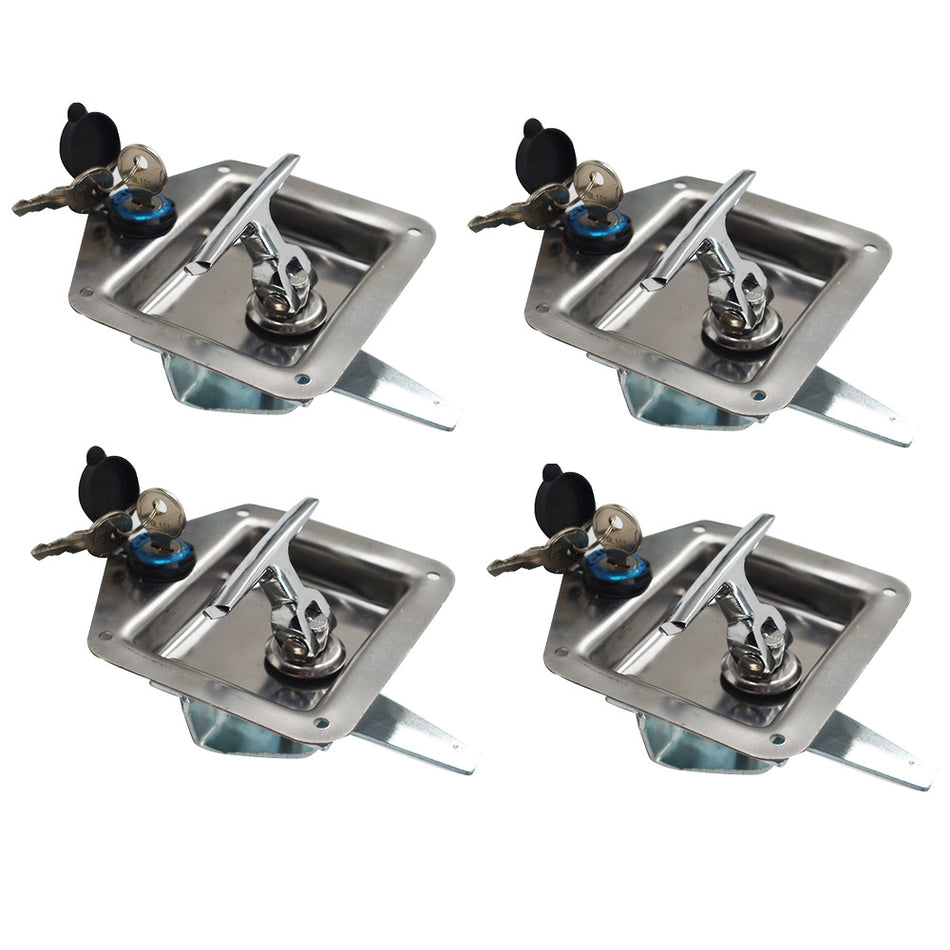 Labwork 6pcs Trailer Door Latch T-handle Locks Bent Up Handale Tool Box Key