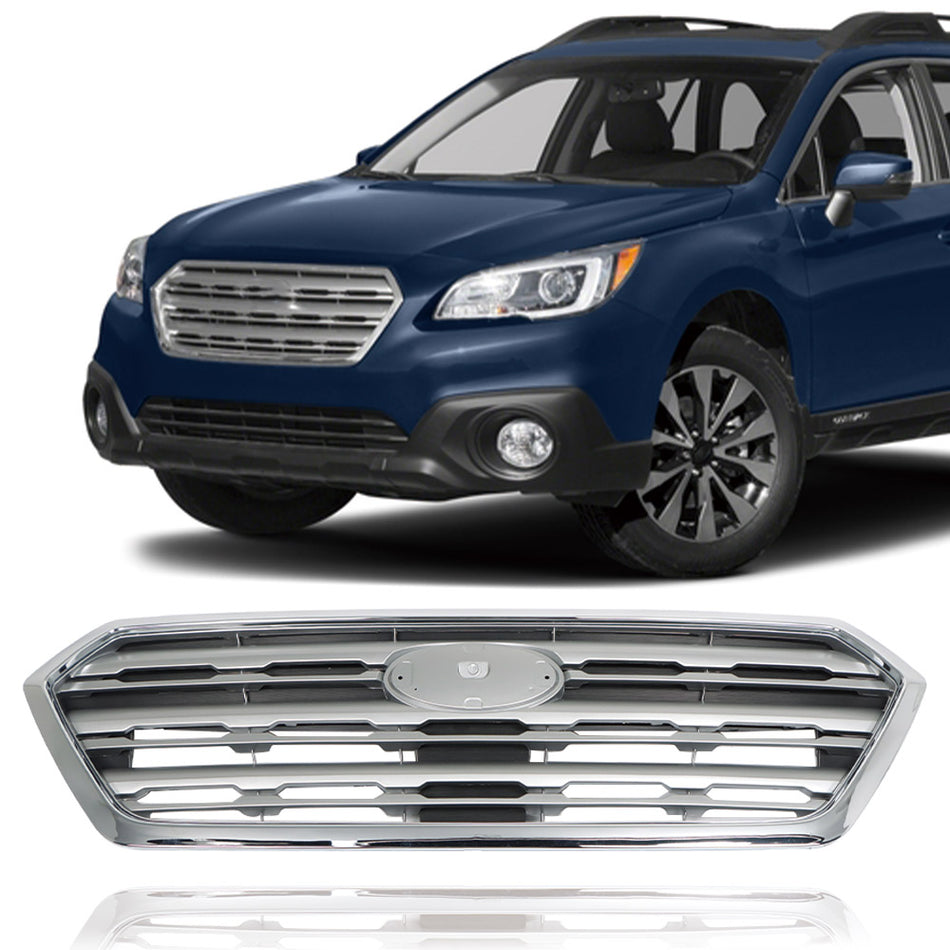 Labwork Front Bumper Grille Chrome Plastic For 2015-2017 Subaru Outback