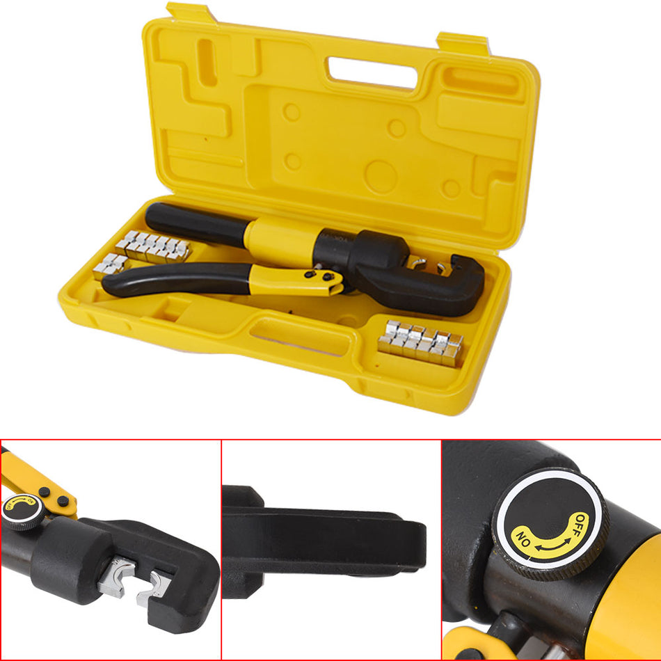 6Ton Hydraulic Crimper Crimping Tool W/ 8 Dies Wire Battery Cable Lug Termina