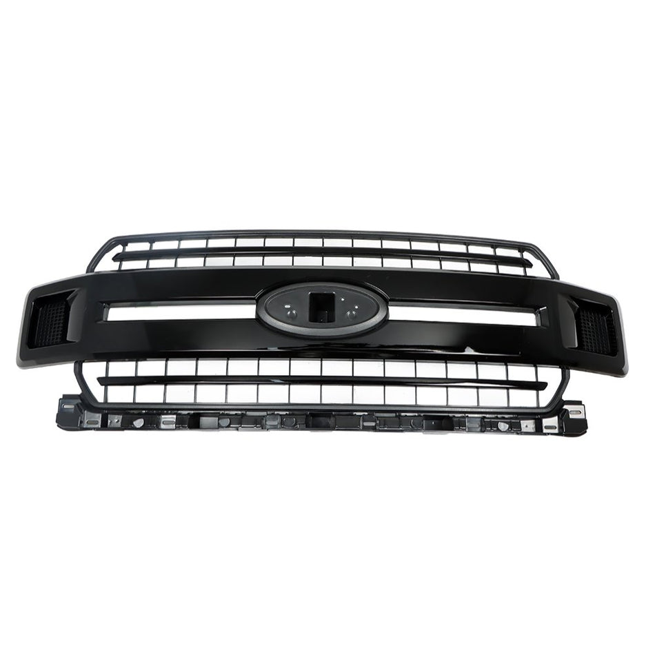 Labwork Front Upper Hood Grille For Ford F-150 XLT XL 2018-2020 Glossy Black