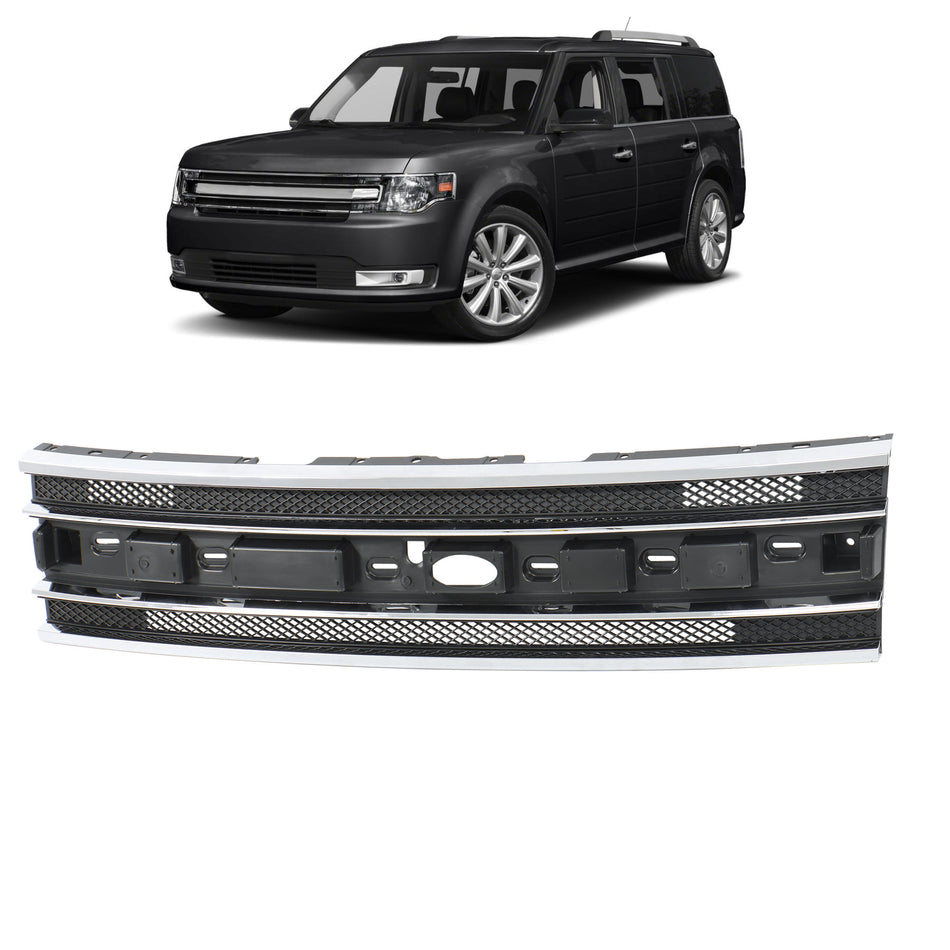 Labwork Black + Chrome Front Grille Grill Assembly For Ford Flex 2013-2018 2019