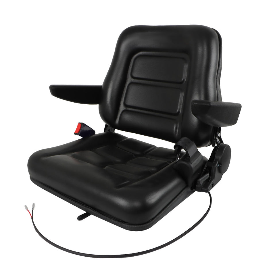 Fold Down Forklift Seat w/ Armrest Safety Belt Excavator Tractor Loader Backhoe