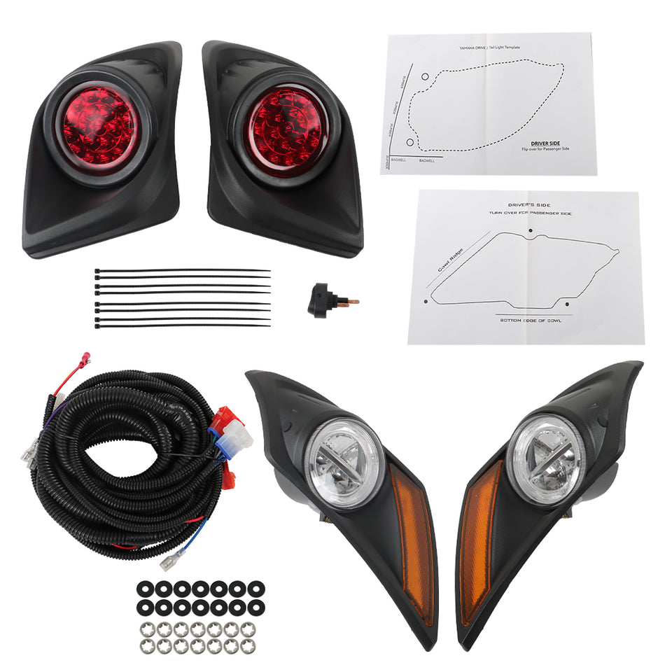 For Yamaha Drive2 LED Headlight Taillight Light Kit Golf Cart | 2017+