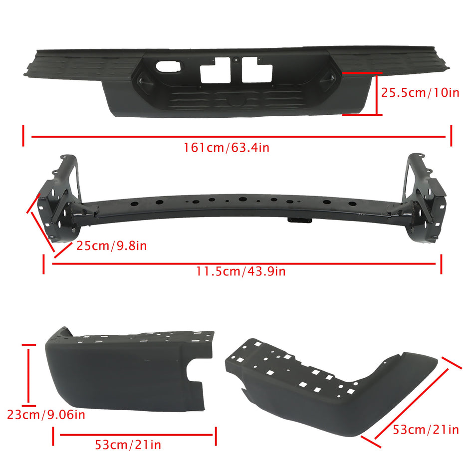 Labwork Rear Step Bumper Assembly For 2014-2020 2021 Toyota Tundra Black Steel