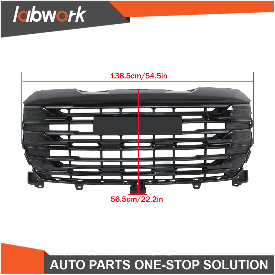 Labwork Front Upper Bumper Grille For 2022-2024 GMC Sierra 1500 SLE Gloss Black