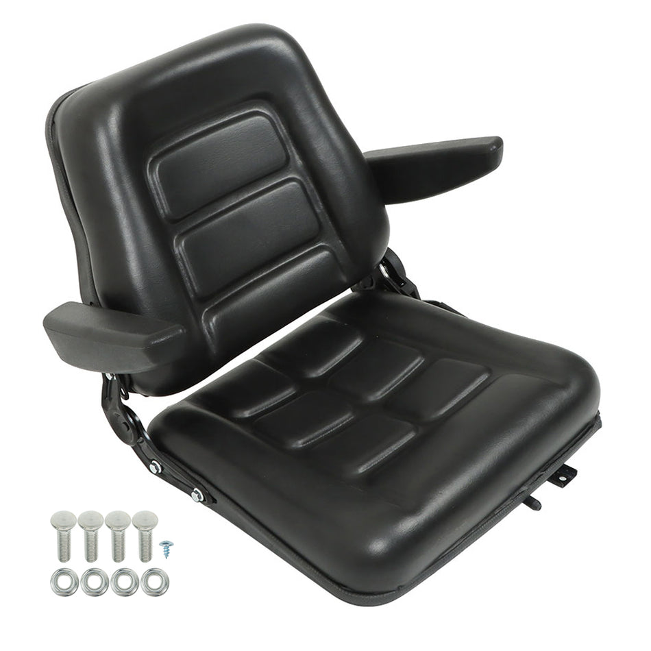Universal Forklift Seat Foldable W/ Armrests Micro Switch For Tractor Excavator