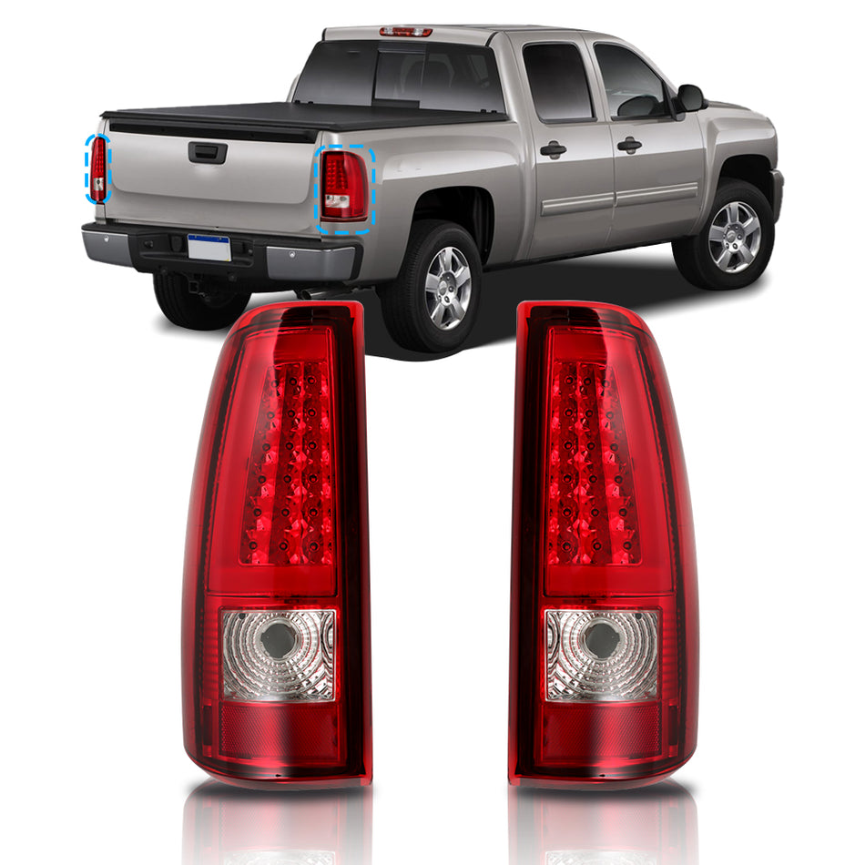 Labwork LH+RH Tail Lights Brake Lamp For Chevy Silverado 1500 2500 03-06 LED Red