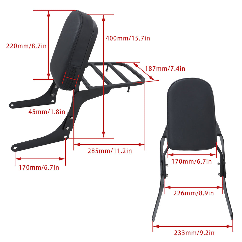 Backrest Sissy Bar w/Luggage Rack For Honda Rebel 250 CA250 CMX250C 1985-2015