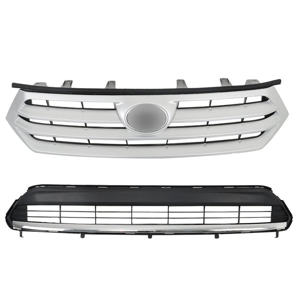 Labwork Front Bumper Upper&Lower Grille For Toyota Highlander 2011-2013 Plastic