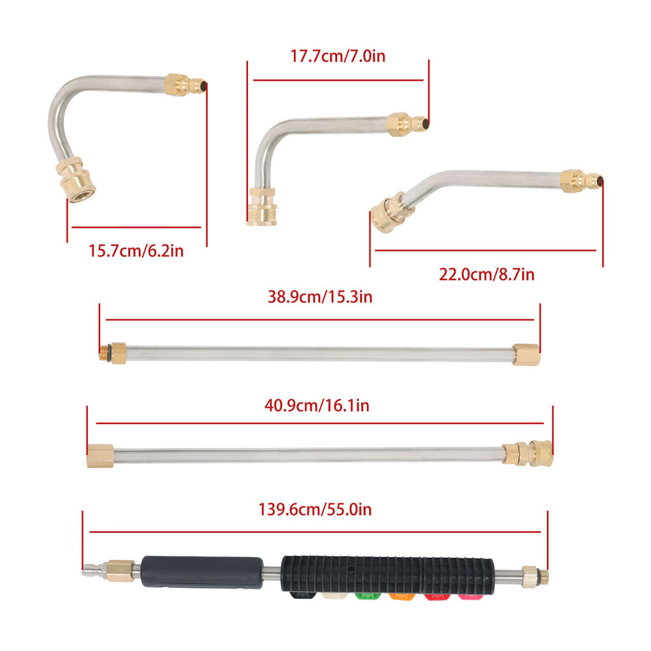 9-Piece High-Pressure Water Gun Extension Rod Set �C 4000 PSI 1/4’’ Quick Connect