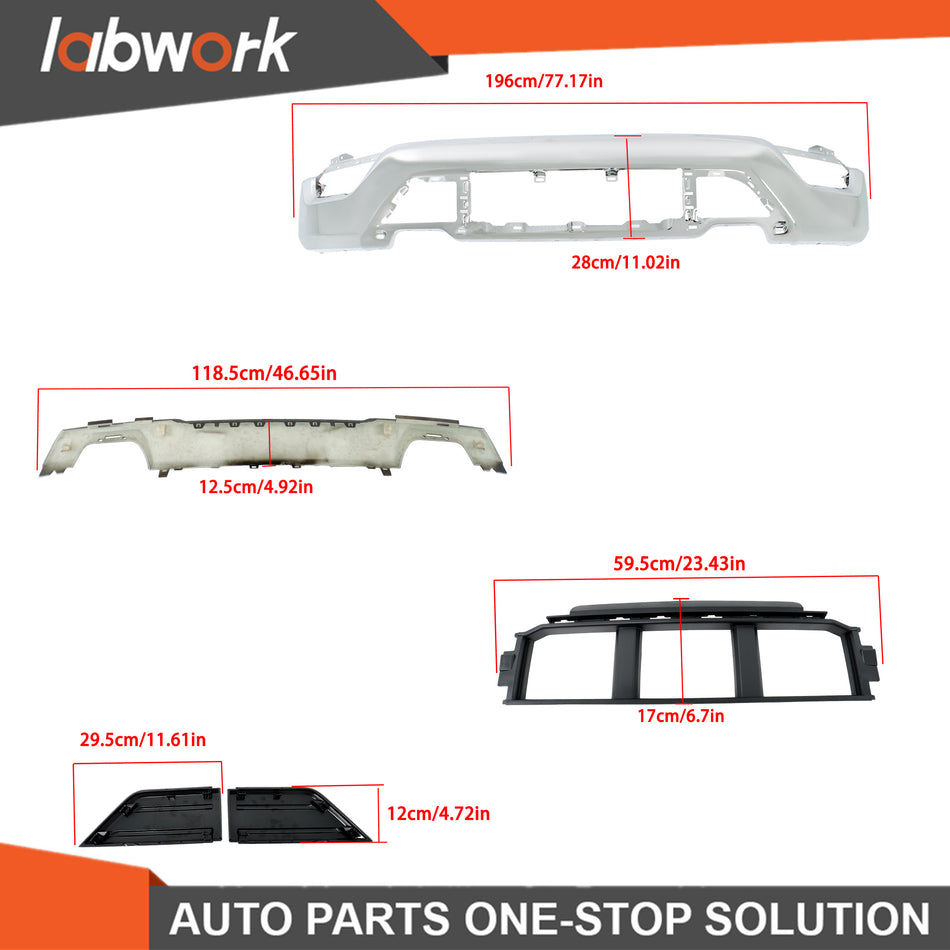 Labwork Front Bumper Face Bar 6PCS Chrome For Ford F150 2021-23 W/o Sensor Hole