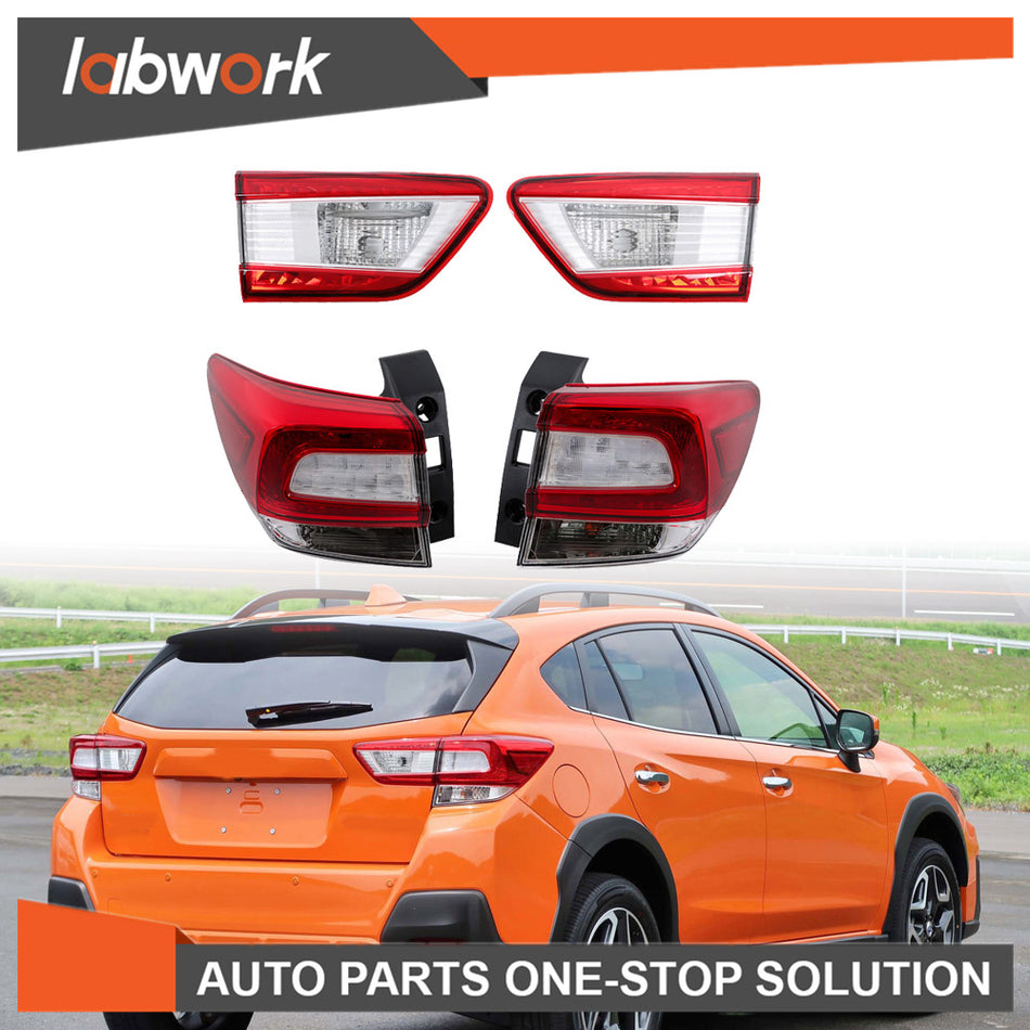Labwork Inner+Outer Tail Lights For 2018-2019 Subaru Crosstrek Brake Lamps LH+RH