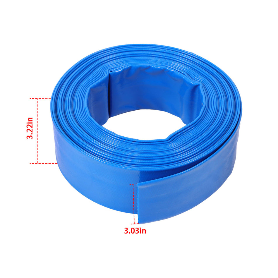 2" x 50 ft Pool Backwash Hose With 2 Hose Clamps Discharge Hose PVC Lay Flat
