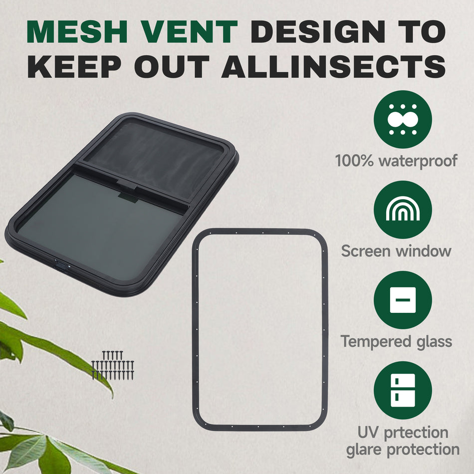 Labwork 30"W x 20"H RV Horizontal Slide Window with Net Screen and Trim Ring