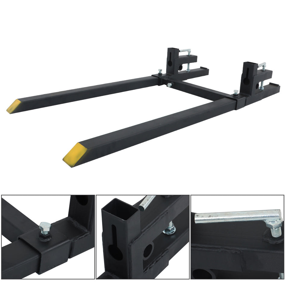 60" Heavy Duty Pallet Forks with Adjustable Stabilizer Bar for Loader Bucket