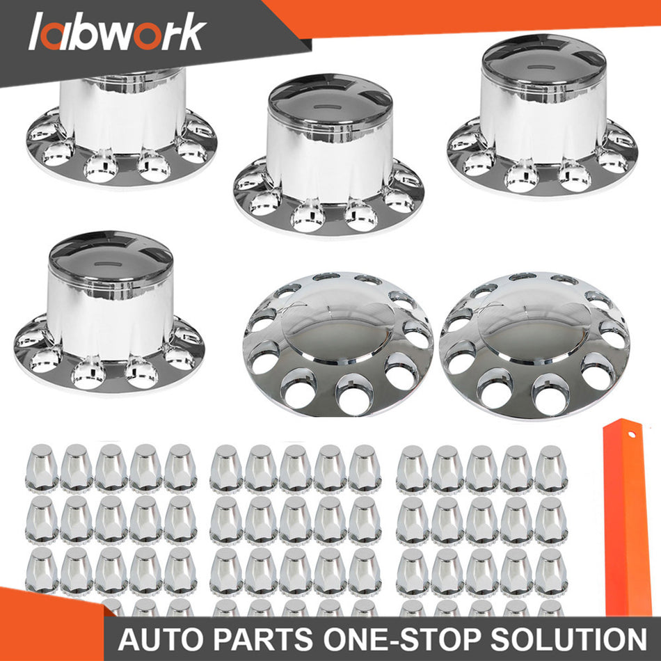 Labwork Semi Truck Hub Cover Wheel Axle Cover Center Caps W/ 33mm Lug Nut Covers