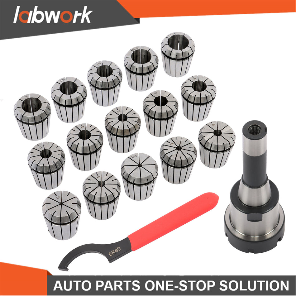 Labwork ER40 Collet 15* Set R8 Shank Chuck Tools For Milling Machine, Lathe