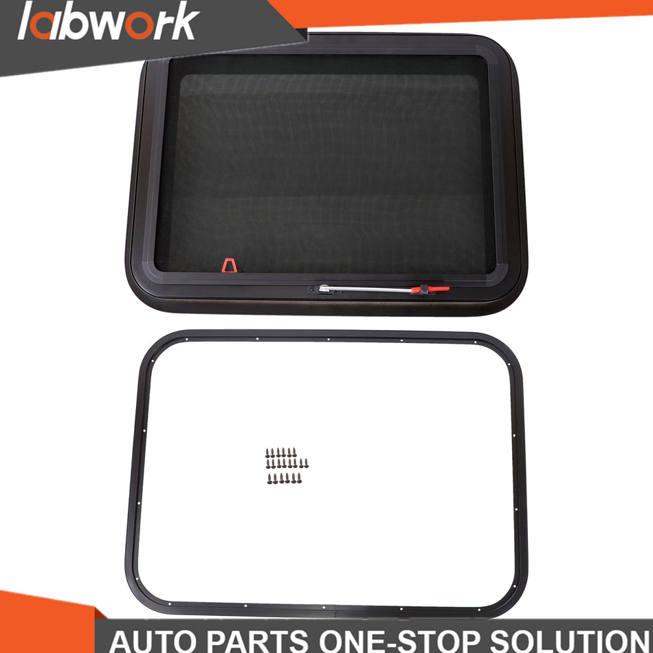 Labwork RV Exit Window 30"W x 22"H with detachable screen and mounting frame