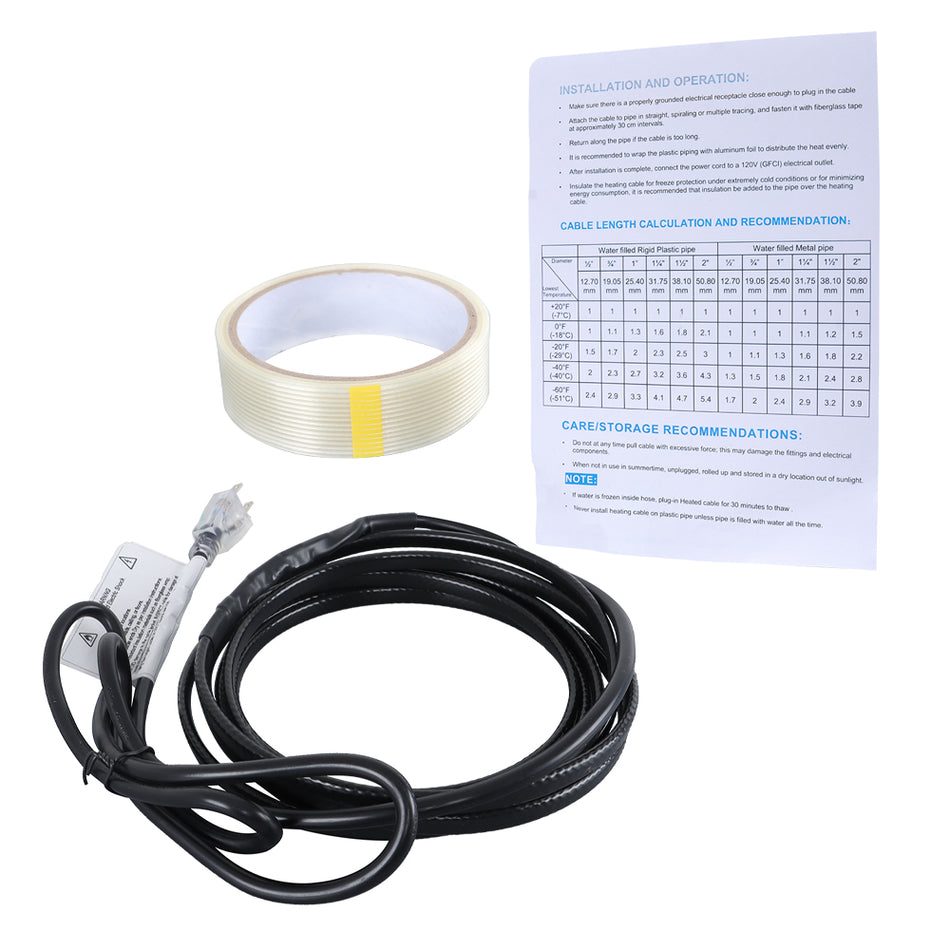 Heat Tape For Water Pipes Heating Cable 12 Feet For Pipe Freeze Protection 120V