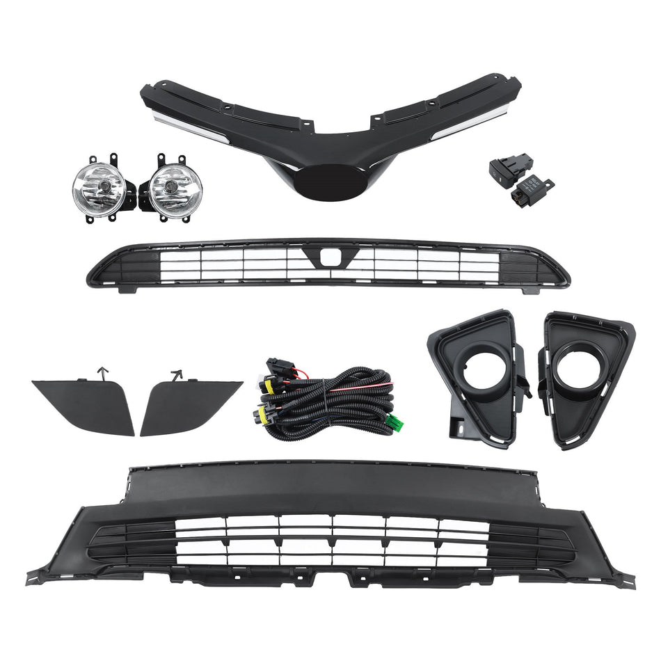 Labwork For RAV4 LE XLE 2016-2018 Upper Center Lower Grille&Fog Light&Cover Cap