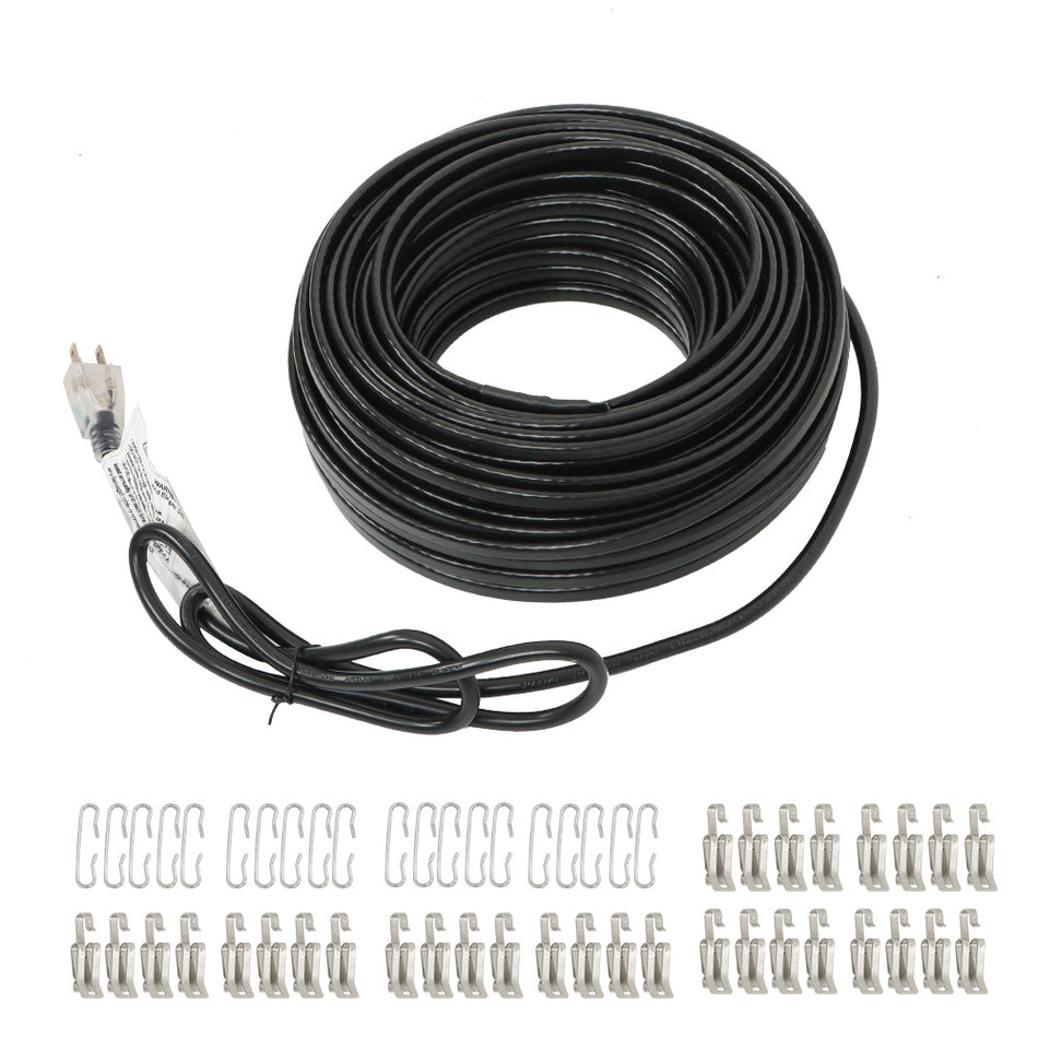 120V Roof Heat Cable Snow De-icing Kit Heat Tape With Clip Hook 8W/ft 120ft