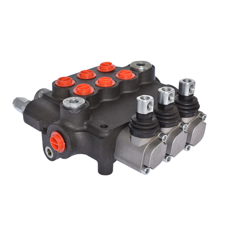 21GPM Hydraulic Monoblock Double Acting Control Valve 3 Spool SAE w/conversion