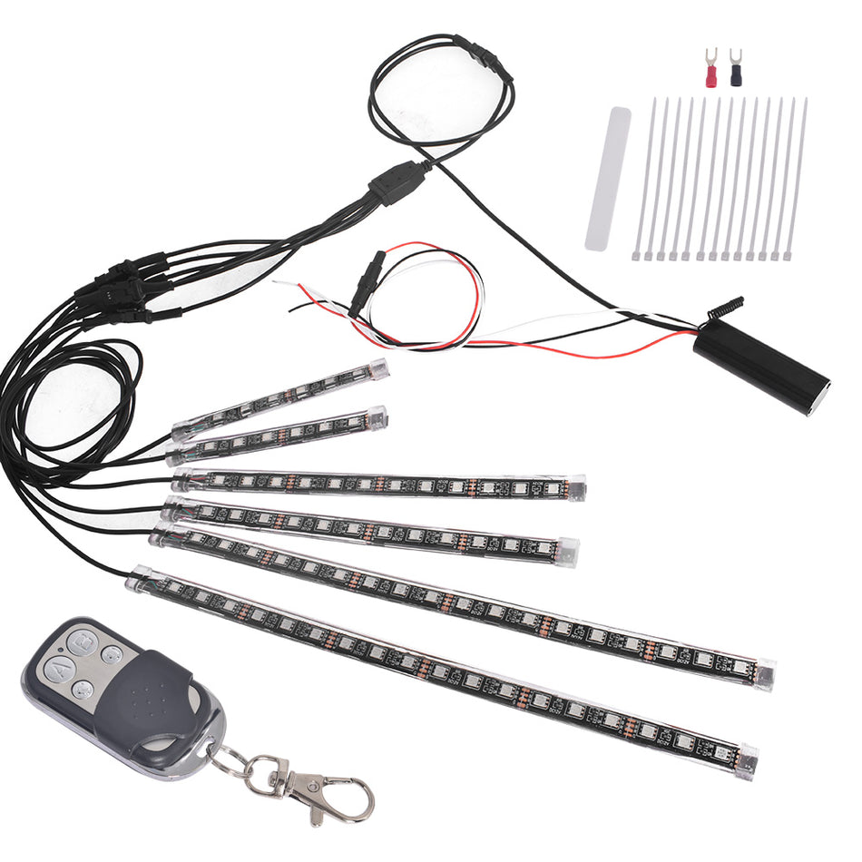 6pc Motorcycle RGB 120 LED Neon Under Glow Lights Strip For