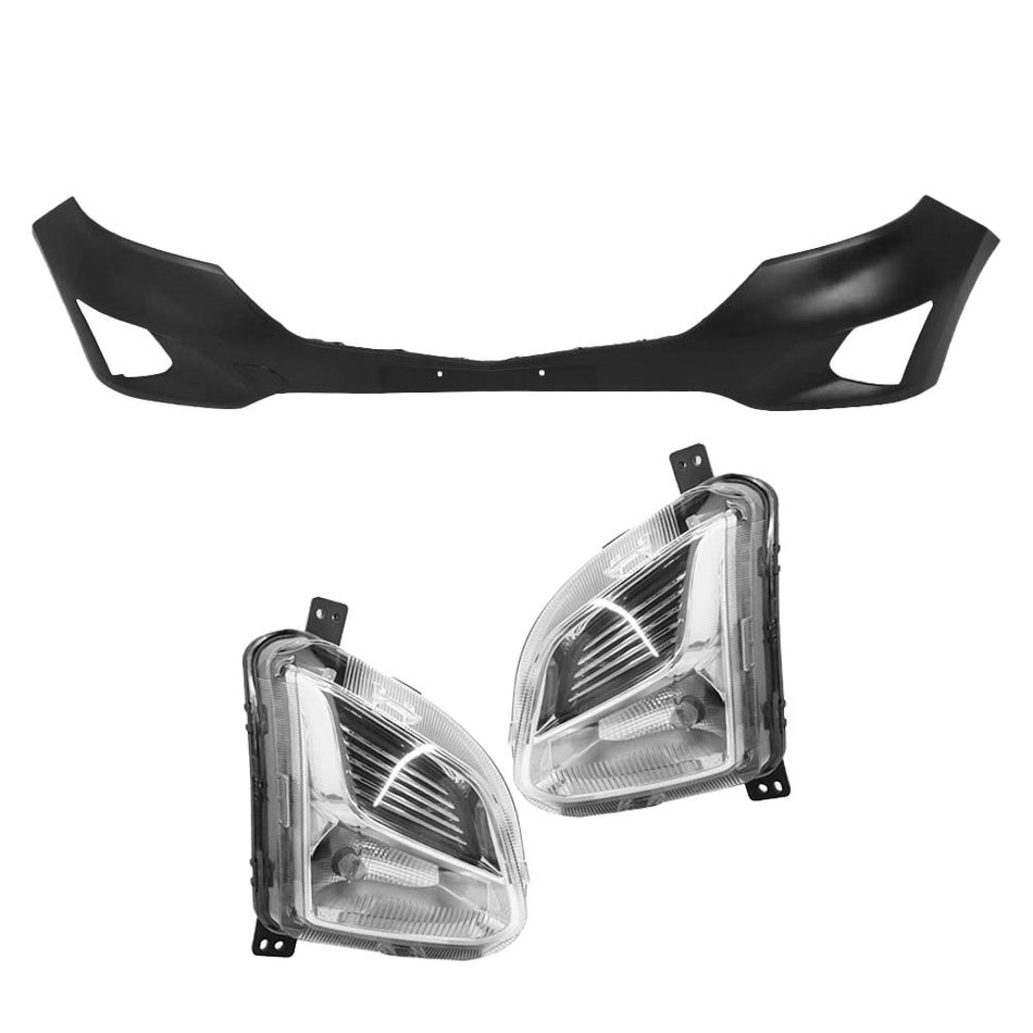 Labwork Front Bumper Cover+Pair of Fog Lights For 2018-2020 Chevrolet Equinox
