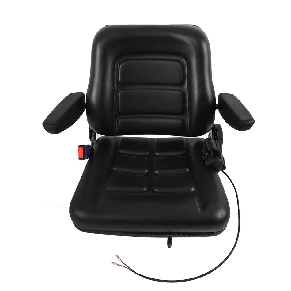 Fold Down Forklift Seat w/ Armrest Safety Belt Excavator Tractor Loader Backhoe