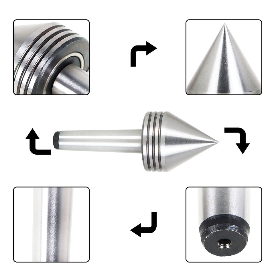 MT2 Rotary Live Center Shaft Morse Taper Heavy Duty Bearing Lathe Turning New