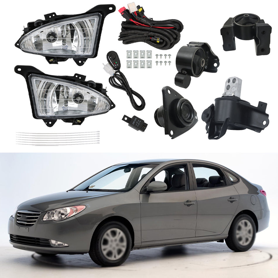 Labwork RH+LH Fog Light&Engine Motor Mount For 2007-2009 2010 Hyundai Elantra