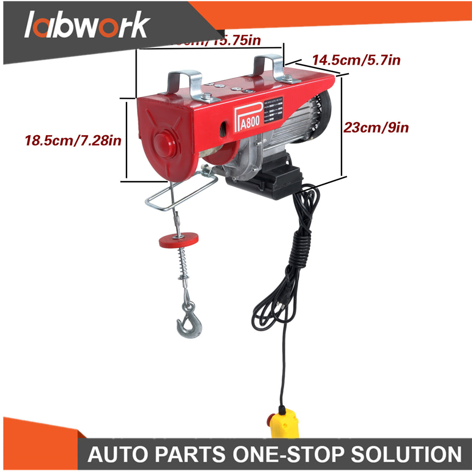 Labwork 1760lbs Wired Remote Control Winch Overhead Crane Electric Wire Hoist