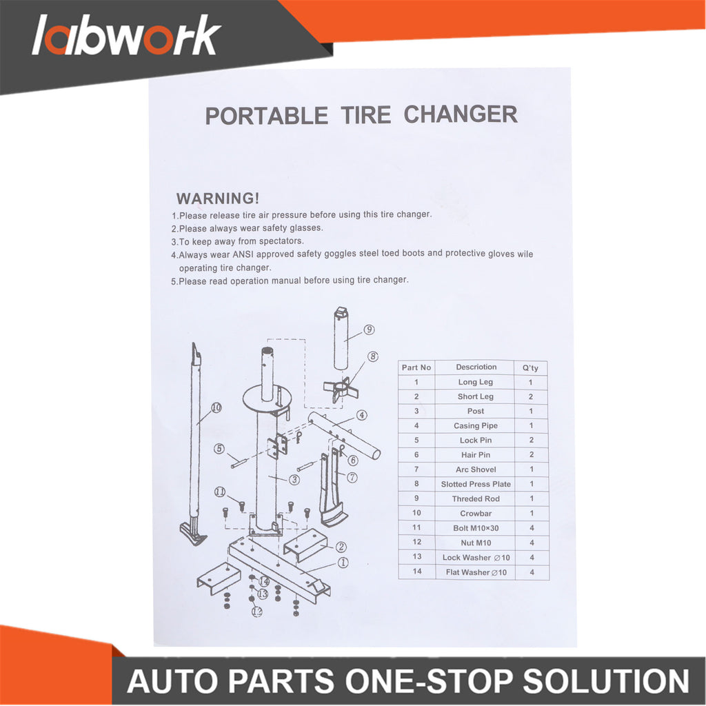 Labwork Portable Hand Tool Tire Bead Breaker Manual Tire Changer For Auto Shop