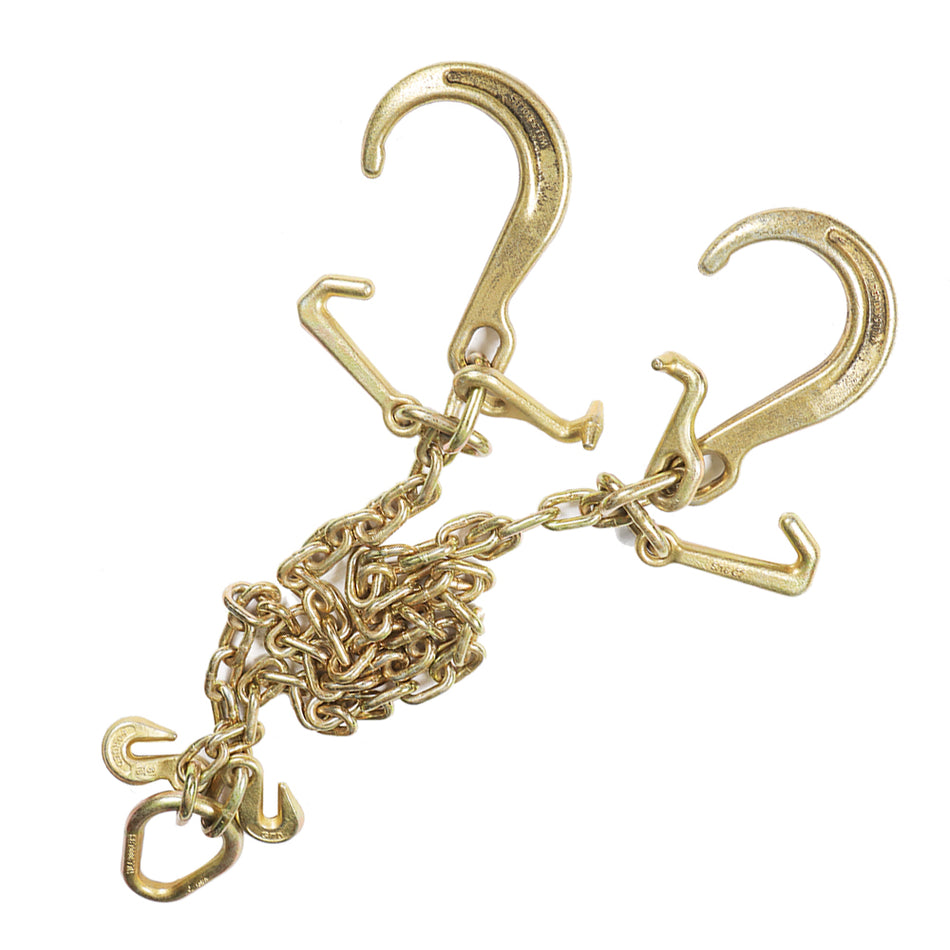 Medium J Hooks, J-Hook w/ Grab Hooks G70 5/16''x3' V-Chain Bridle With 8" New