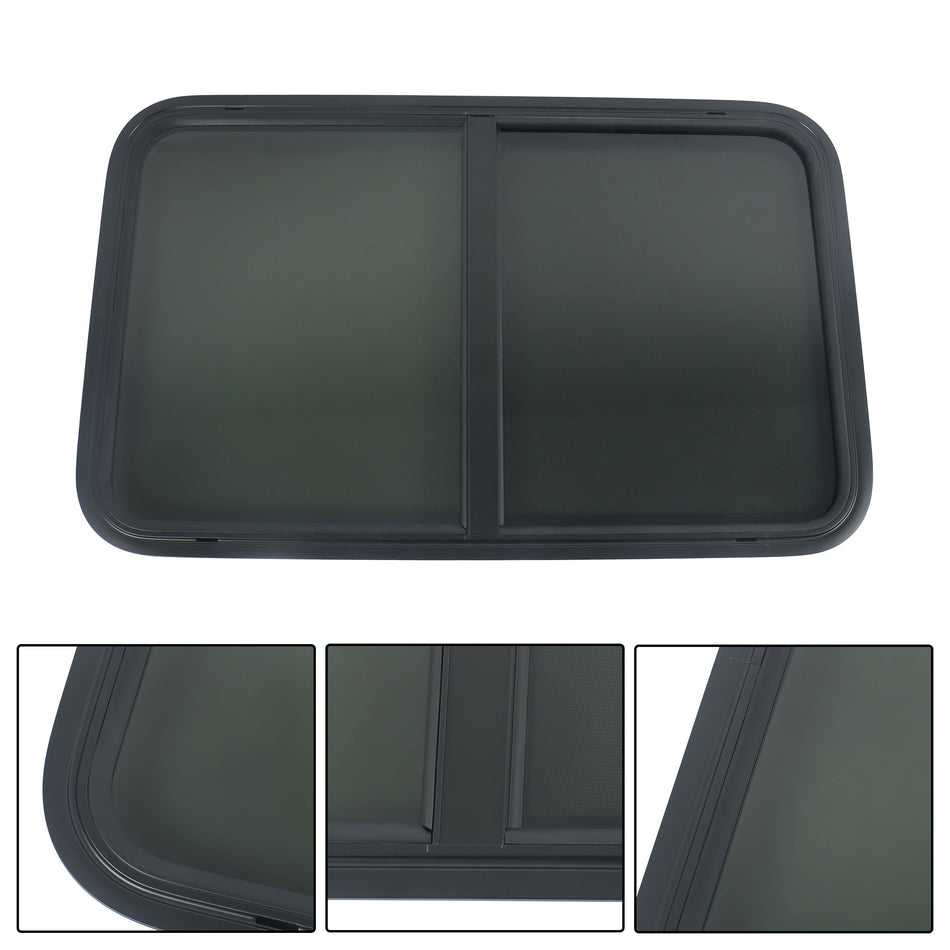 35"W x 22"H For RV Camper Horizontal Sliding Window w/Black Trim Ring w/Lock