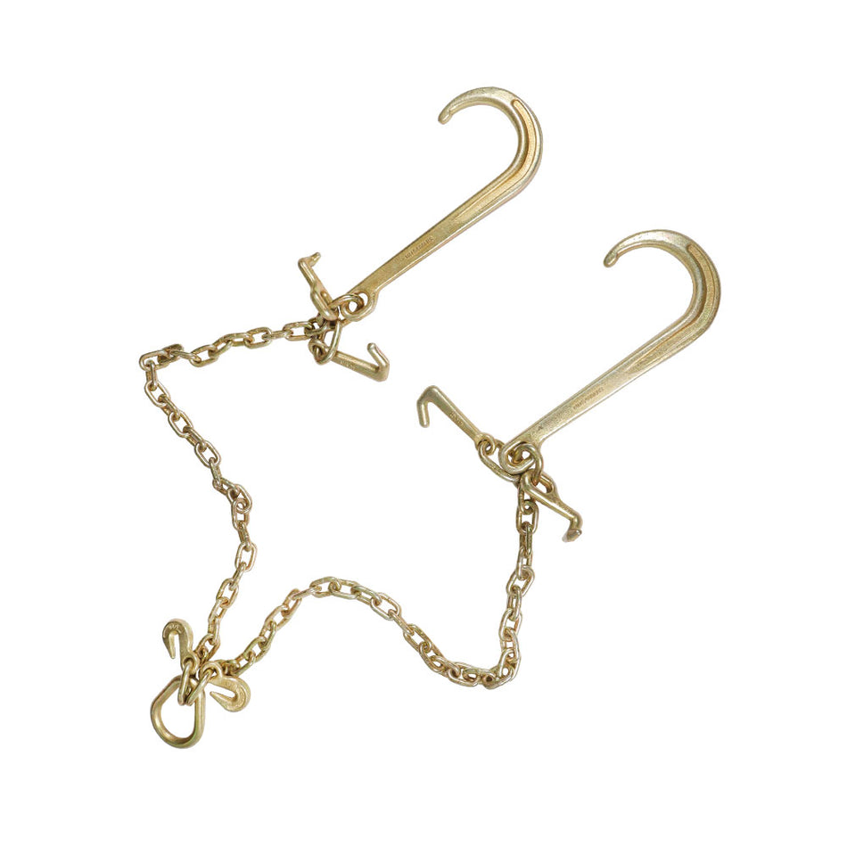 5/16" G70 V-Chain Bridle w/15" Large J Hooks,T- Hook&J-Hook w/ Grab Hooks 3' US