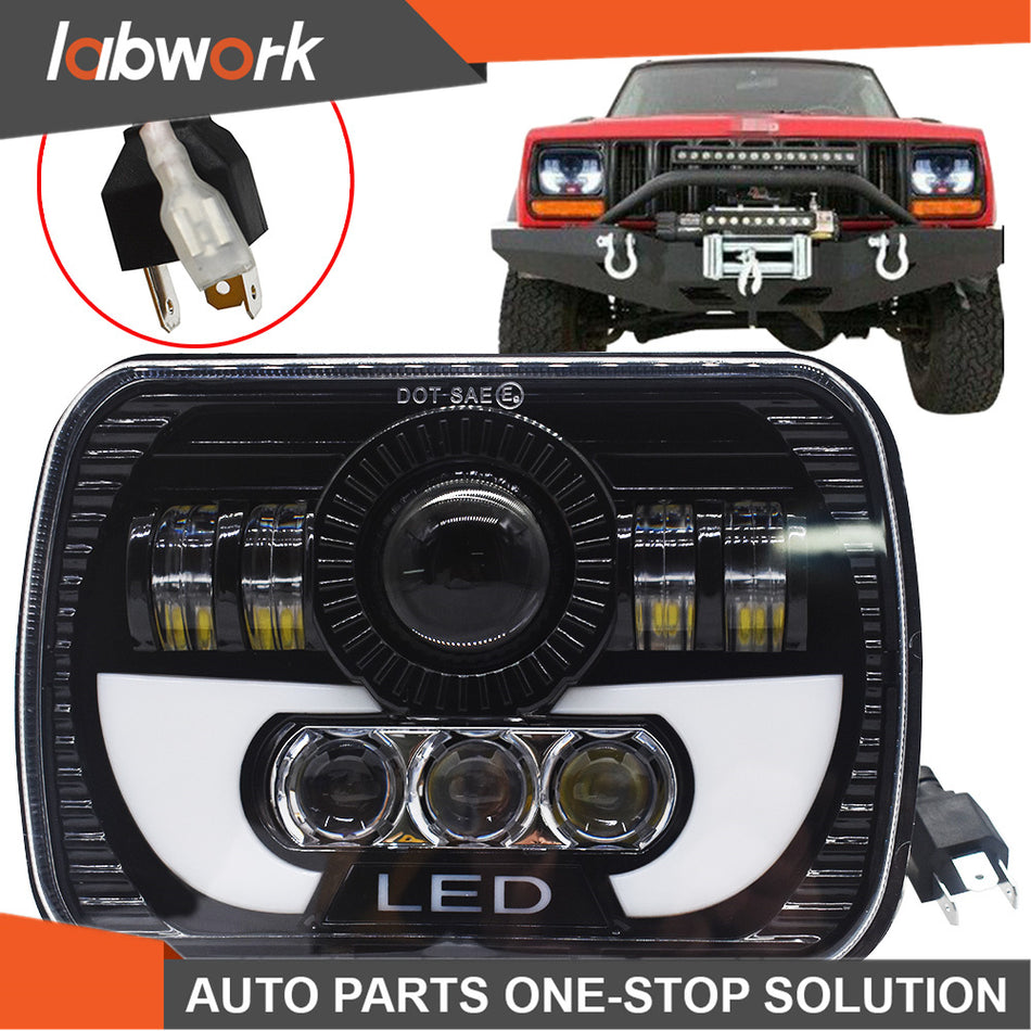 Labwork LED Headlight Fit For 86-95 Jeep Wrangler YJ84-01 Cherokee XJ 7x6 5X7