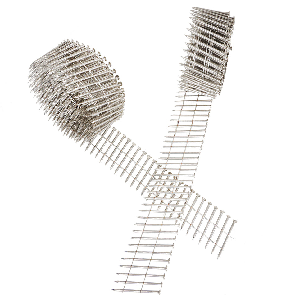 3600Pcs 2" 09" Ring Shank Stainless Steel Siding Nail 15 Degree Wire Coil New