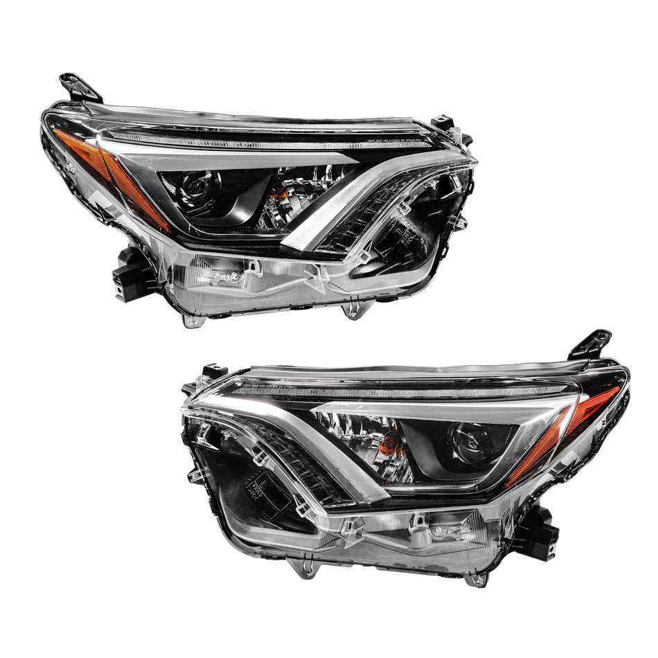 Driver Left and Passenger Right Side Headlights Assembly Replacement for RAV4 2016 2017 2018 Replacement for TO2518190 TO2519190 Pair of Driving Lamps w/DRL