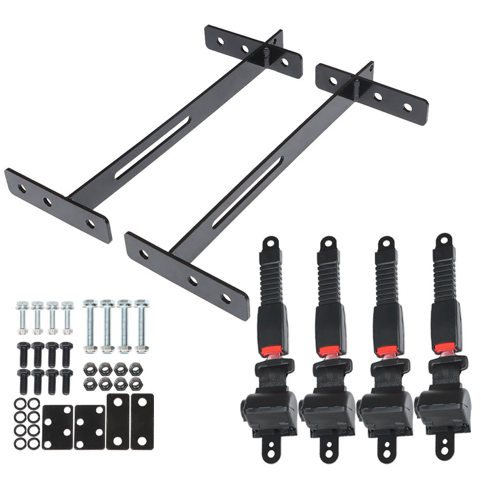 New 4 Retractable Seat Belts & Bracket For EZGO/Yamaha/Golf Club Car passenger