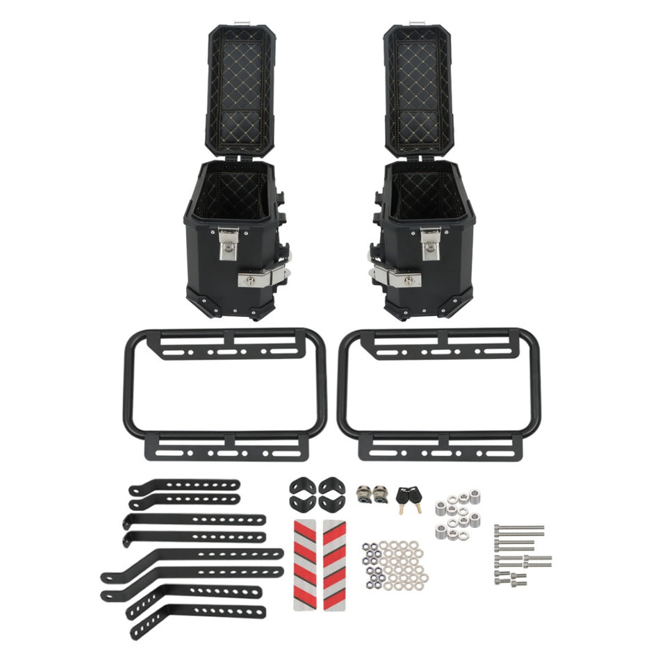 36L Aluminum Side Case Hard Saddlebags Motorcycle Tour Trunk & Mounting Bracket