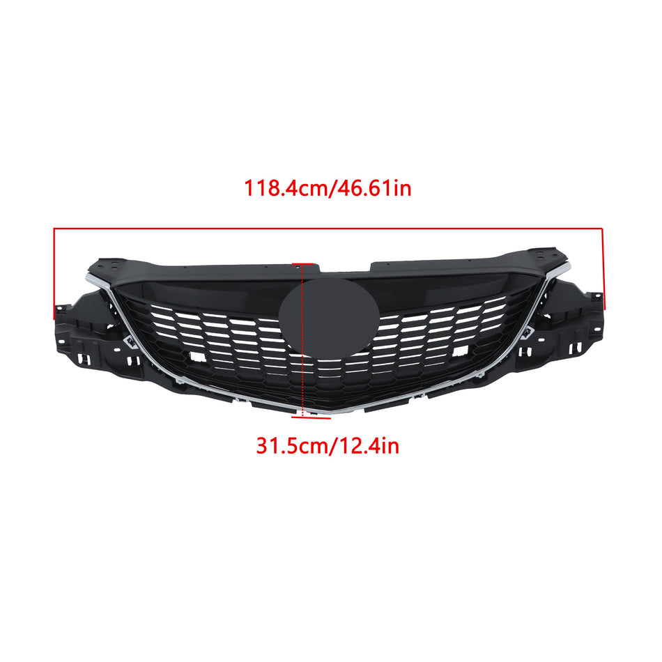 Labwork Front Bumper Upper Grille Black Chrome Plastic For Mazda CX-5 2013-2015