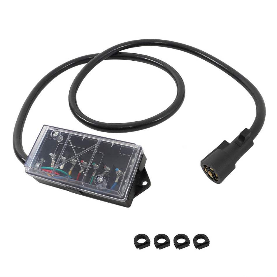 7 Way Trailer Wiring Upgrade Kit w/ Junction Box & RV Style Connector 6' Cable
