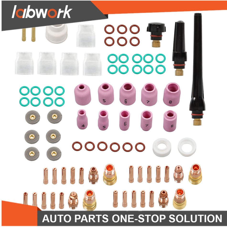 Labwork 87Pcs TIG Welding Torch Stubby Gas Lens #12 Glass Cup For WP-17/18/26