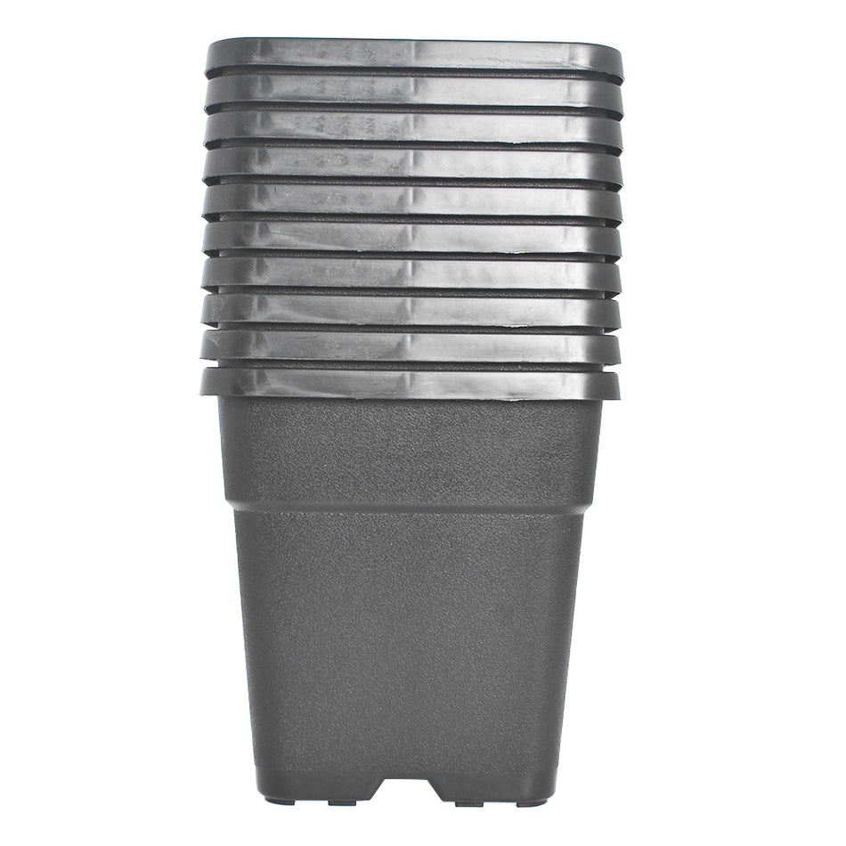 Re-Usable 10Pcs 1 Gallon Square Black Nursery Pot Plastic Plant Garden Pots