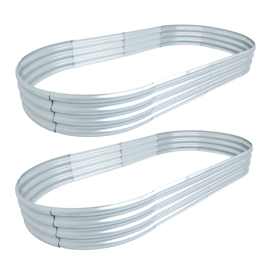 2Pcs 8×4×1 ft Galvanized Planter Boxes Outdoor For Vegetable Flower Garden Bed