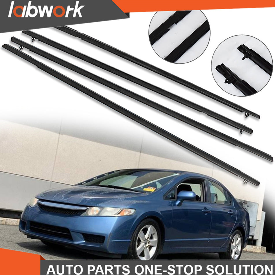 Labwork Outer WeatherStrip Window Moulding Trim Seal Belt For 06-11 Honda Civic