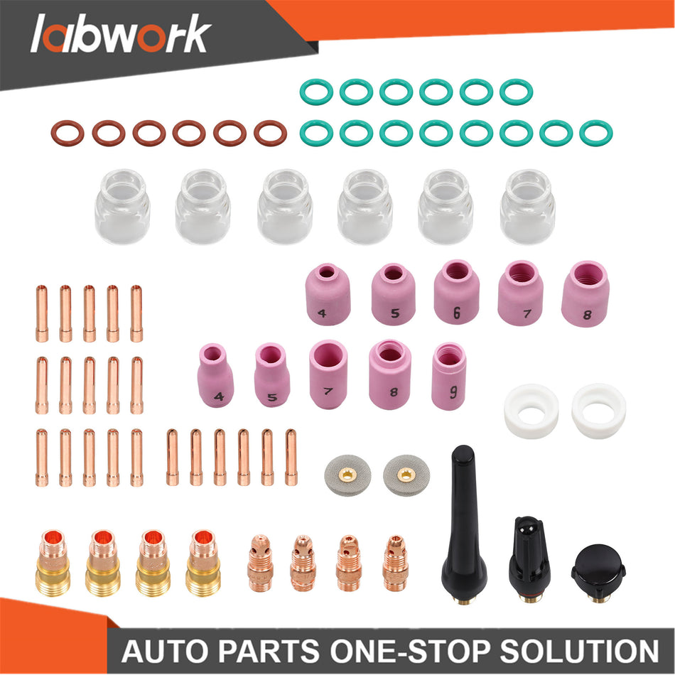 Labwork 71Pack TIG Welding Torch Stubby Gas Lens #12 Pyrex Glass Cup Kit